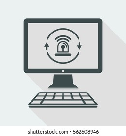 Computer alarm security - Vector flat icon