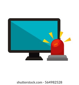 computer with alarm siren isolated icon
