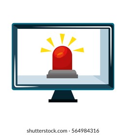 computer with alarm siren isolated icon