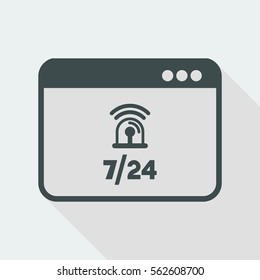 Computer alarm siren protection 7/24 - Vector flat icon