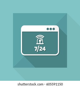 Computer alarm siren protection 7/24 - Vector flat icon