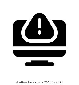 computer alert glyph icon. Strong and solid vector icon for websites, mobile interfaces, presentations, and visual branding. High quality and easy to edit.