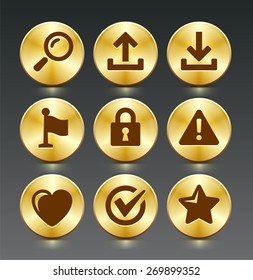 Computer Alerts with Internet Search and Bookmark Tools on Gold Round Buttons