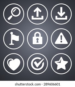 Computer Alerts with Internet Search and Bookmark Tools on Grey Round Buttons