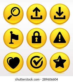 Computer Alerts with Internet Search and Bookmark Tools on Yellow Round Buttons