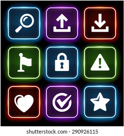 Computer Alerts with Internet Search and Bookmark Tools on Glow Round Buttons