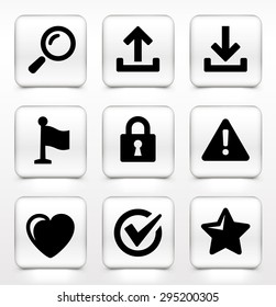Computer Alerts with Internet Search and Bookmark Tools on White Square Buttons