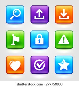 Computer Alerts with Internet Search and Bookmark Tools on Colorful Square Buttons