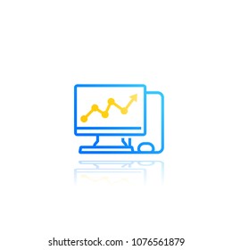 computer analysis, statistics vector icon