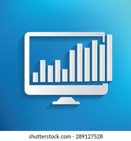 Computer analysis symbol on blue background,clean vector