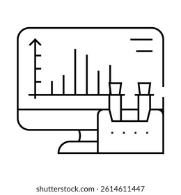 computer analysis of vaccine line icon vector. computer analysis of vaccine sign. isolated contour symbol black illustration