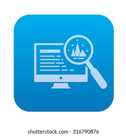 Computer analysis,Database server icon on blue background,clean vector