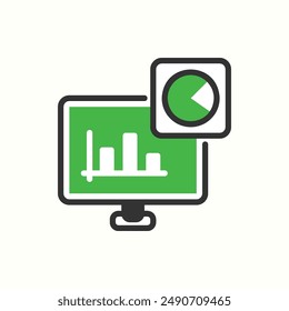 análisis informático con, icono de glifo aislado tema seo