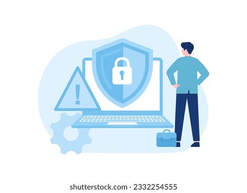 Computer antivirus trending concept flat illustration