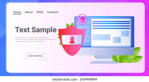 computer app antimalware protection shield data privacy security concept horizontal copy space