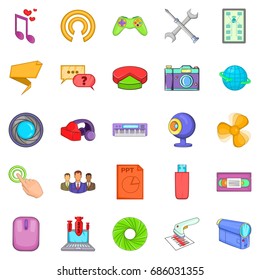 Computer application icons set. Cartoon set of 25 computer application vector icons for web isolated on white background