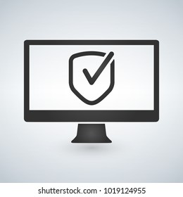 Computer Approve checkmark in the shield Icon, vector illustration.