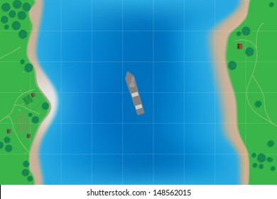 Computer arcade game with military ship on it