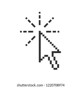 Computer arrow cursor click, Pixelated arrow pointer clicking effect, vector illustration