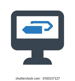 Computer arrow icon.message,network (vector illustration)