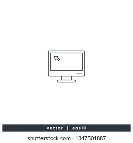 Computer with arrow mouse pointer icon symbol