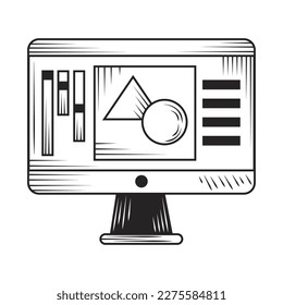 icono aislado de doodle de arte informático