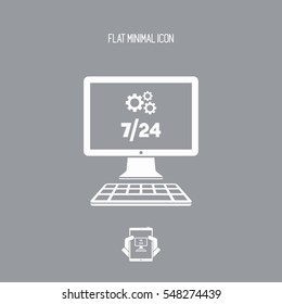 Computer assistance full time - Vector flat icon