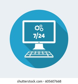 Computer assistance full time - Vector flat icon