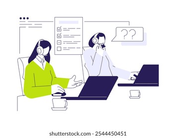 Computer assisted telephone interview abstract concept vector illustration. Group of opinion poll workers interview people by phone, social science and movement, CATI software abstract metaphor.