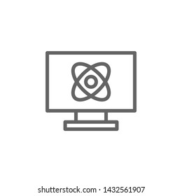 Computer, atom icon. Element of bio engineering illustration. Thin line icon for website design and development, app development. Premium icon