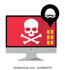 computer attack virus cyber security icon