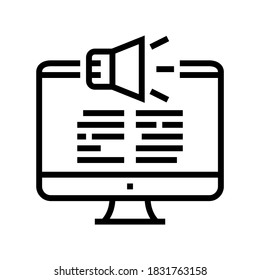 computer audio reading book for blind human line icon vector. computer audio reading book for blind human sign. isolated contour symbol black illustration