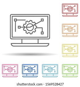 Computer automation in multi color style icon. Simple thin line, outline vector of automation icons for ui and ux, website or mobile application