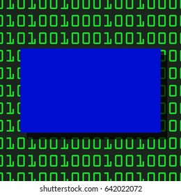 Computer background with green digits on a black background.