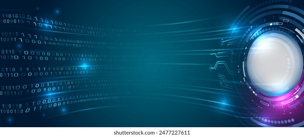 Fondo de computadora de números. Análisis, clasificación, estructuración, transferencia de información. Fondo azul con flujo de datos. Código binario, inteligencia artificial. Código de programa. 