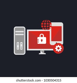 computer background with padlock