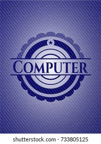 Computer badge with denim texture