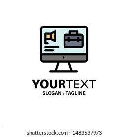 Computer, Bag, Speaker, Job Business Logo Template. Flat Color