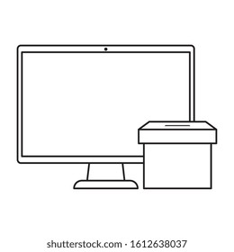 computer with ballot box isolated icon vector illustration design
