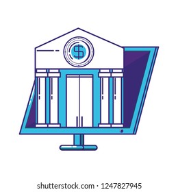 computer with bank building