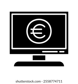 Computer bank website euro icon, business icon
