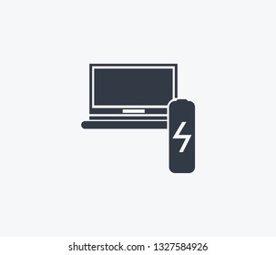 Computer battery icon concept drawing icon in modern style. Vector illustration for your web mobile logo app UI design.