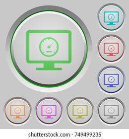 Computer benchmark color icons on sunk push buttons