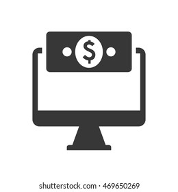 computer bill money financial commerce icon. Flat and Isolated design. Vector illustration