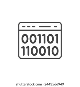 Computer Binary Code and Software Icons. Digital Data Encoding and Programming Symbols.