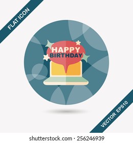 computer birthday message flat icon with long shadow,eps10