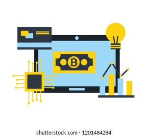 computer bitcoin card chart tablet fintech