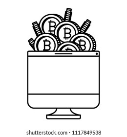 computer with bitcoin commerce technology icon