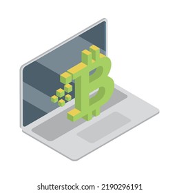 icono de fintech de bitcoin de computadora aislado