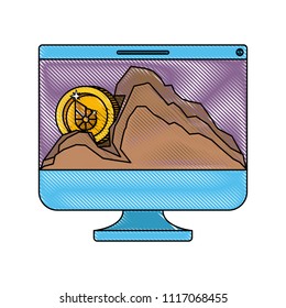 computer with biteshares money in mountain mining